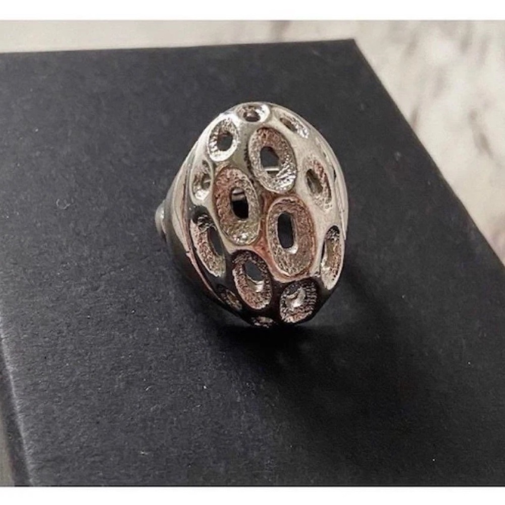 Vintage Roget silver plated dome ring. Size 9. Circa 1970s.
